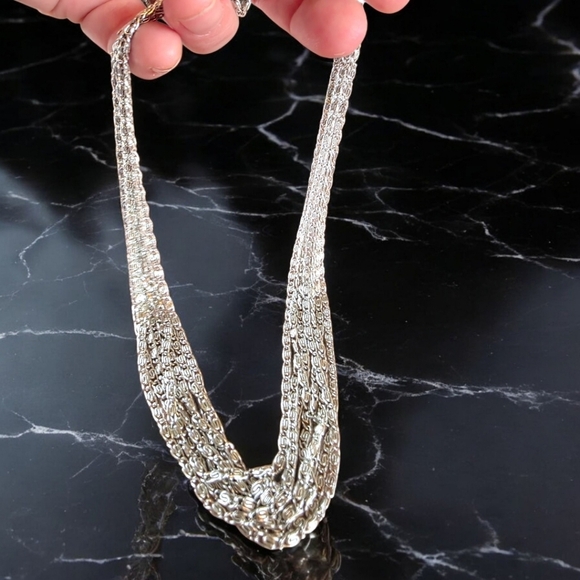 Vintage Stamped SARAH COVENTRY Multi-Strand Silver-Tone Chain Necklace - Picture 5 of 9
